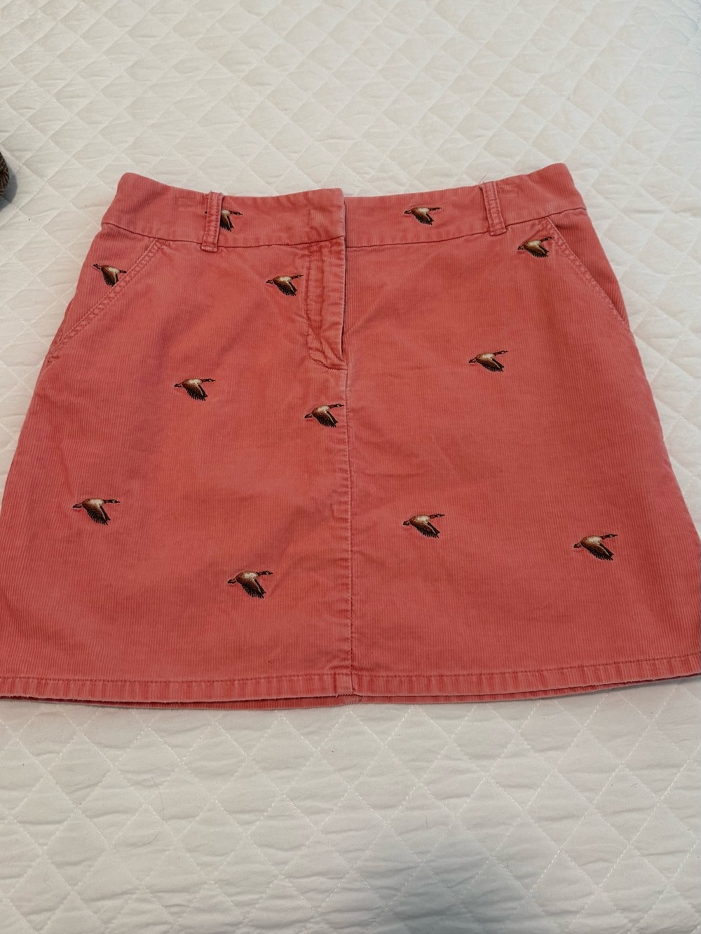 J. Crew Coral Mini Skirt with Bird Embroidery